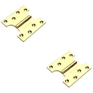 2 PACK - PAIR 102 x 102 x 4mm Parliament Hinge - Polished Brass Internal Door