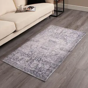 OHS Vintage Rug Large Living Room For Bedroom Floor Area, Grey - 80 x 150cm