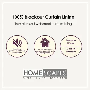 Homescapes 100% Blackout Curtain Lining Pair 3-Pass Coating, 64 x 52"