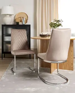 Set of 2 Dining Chairs ALTOONA Velvet Beige