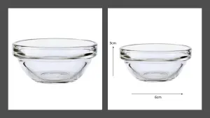 12 Glass Dip Bowls Luminarc Sauce Condiment Stacking Serving Dishes 6cm x 3cm