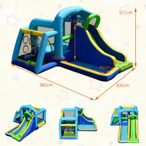 Costway 5 In 1 Inflatable Bounce Castle Bounce House W/Large Jumping & Playing Area