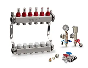 Fastwarm 6 Port Manifold including Isolation + Fill/Drain Valves