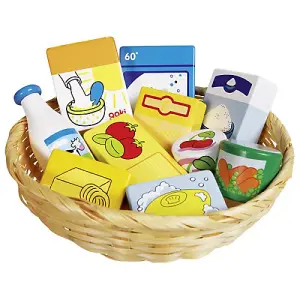 Goki Wooden Household Goods in Basket