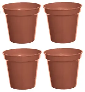 4x Large Plastic Plant Pot 20cm 8 Inch Cultivation Pot Terracotta Colour