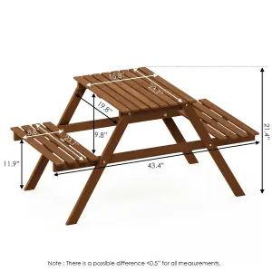 Furinno Tioman Hardwood Kids Picnic Table and Chair Set in Teak Oil, Natural