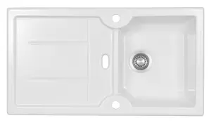 Clearwater Harmony Ceramic White Compact Kitchen Sink 1 Bowl & Drainer - Reversible - HAR9110WH