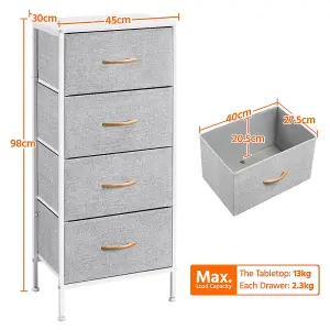 Yaheetech Fabric Chest of Drawers with 4 Drawers Light Grey