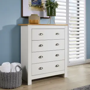 Home Source Camden 4 Drawer Chest Bedroom Storage Unit White