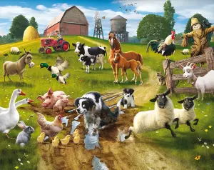 Walltastic Farmyard Fun Multicolour Smooth Wallpaper Mural 8ft high x 10ft wide