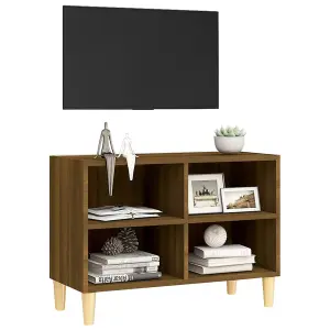 Berkfield TV Cabinet with Solid Wood Legs Brown Oak 69.5x30x50 cm