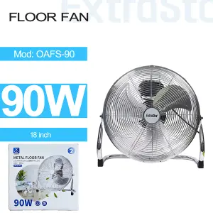 18 inch Silver 90W Floor Standing Cooling Fan