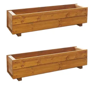 Wooden Trough Planters Container Plant Flower Large Boxes 90cm Set of 2