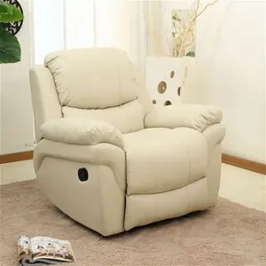 Cream Leather Madison Recliner Armchair | Manual | Furniture Online