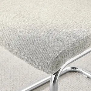 Furniturebox UK Lorenzo 2x Cream Fabric Silver Leg Dining Chair