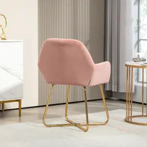 HOMCOM Modern Accent Chair Velvet-Touch Upholstered Armchair Pink