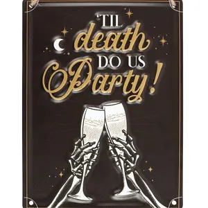 Something Different Til Death Do Us Party Champagne Metal Hanging Sign Black/White/Gold (One Size)