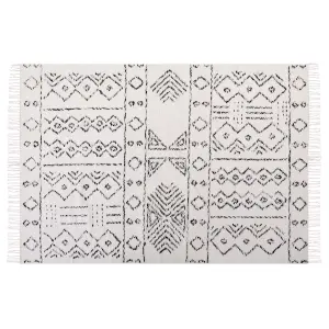 Wool Area Rug 140 x 200 cm White and Black ALKENT