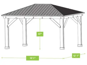 Meridian Gazebo 12ft x 16ft (3.7m x 4.9m) with Privacy Wall & Wooden Bar Counter