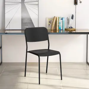 COSTWAY Plastic Dining Chairs Set of 4 Stackable Kitchen Chairs w/ Metal Legs