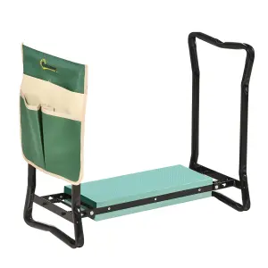 Outsunny Garden Kneeler Foldable Seat Bench EVA Foam Pad with Tool Bag Pouch