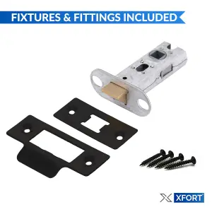 XFORT 2 Pack 65mm Matt Black Tubular Latch, Mortice Door Latch