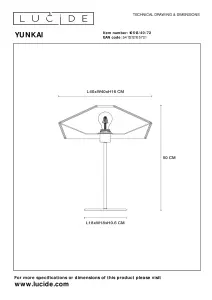 Lucide Yunkai Cottage Table Lamp 40cm - 1xE27 - Light Wood