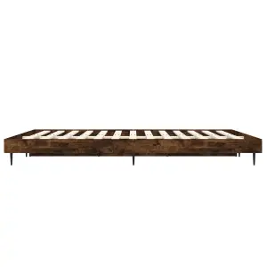 Berkfield Bed Frame Smoked Oak 120x190 cm 4FT Small Double Engineered Wood