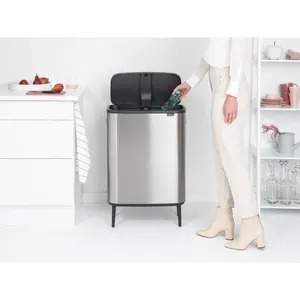 Brabantia Bo Hi 30 Litre + 30 Litre Touch Bin with Two Inner Buckets Matt Steel Fingerprint Proof