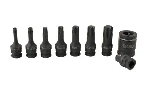 Laser Tools 7978 9pc Dual Drive Torx/Star Impact Bit Socket Set