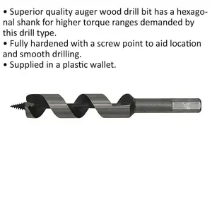 18mm x 155mm Hexagonal Shank Auger Wood Drill Bit for Precision Woodworking