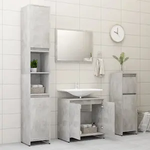 Berkfield Bathroom Furniture Set Concrete Grey Engineered Wood