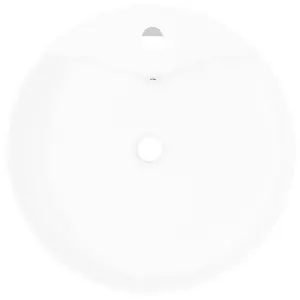 Ceramic Bathroom Sink Basin Faucet/Overflow Hole White Round