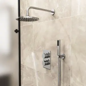 Teslie Round Concealed Thermostatic Shower Mixer Set - Shower Head & Handset