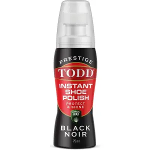 Todd Prestige Instant Shoe Polish Protect & Shine Black Noir 75ml Pack of 3