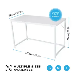 House of Home Computer Desk with White Metal Frame - Versatile Gaming Desk, and Dressing Table for Home and Office 120cm