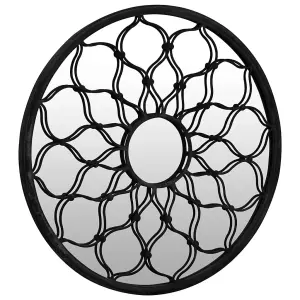 Berkfield Garden Mirror Black 60x3 cm Iron Round for Outdoor Use