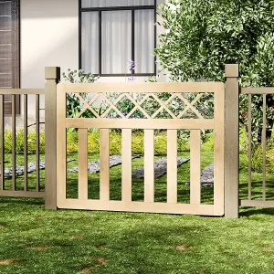 Stylish Cross Top Wooden Pedestrian Gate for Outdoor Spaces 120cm W x 90cm H