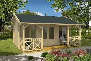 Staffordshire 1-Log Cabin, Wooden Garden Room, Timber Summerhouse, Home Office - L600 x W580 x H306 cm