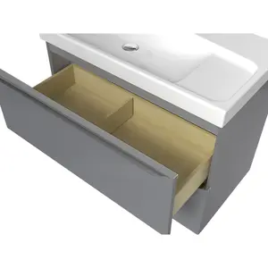 GoodHome Imandra Grey Wall-mounted Vanity unit & basin set - Includes Mila basin (W)804mm