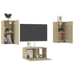 Berkfield 3 Piece TV Cabinet Set Sonoma Oak Engineered Wood