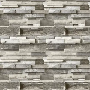 Gold Horizontal wood Grey Wood effect Faux wall Embossed Wallpaper Sample