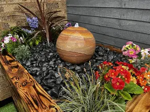 Sandstone Sphere 30cm Natural Stone Solar Water Feature