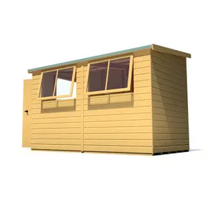 Shire Norfolk Workshop Pent Shed 10x6 Double Door 19mm Loglap Style A