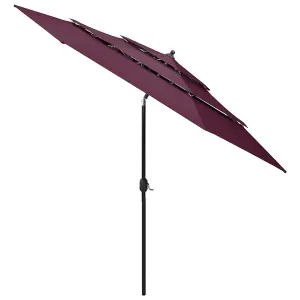 Berkfield 3-Tier Parasol with Aluminium Pole Bordeaux Red 3 m