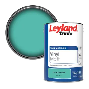 Leyland Trade Vinyl Matt Walls & Ceilings Emulsion Paint Tint of Turquoise (PPG1232-5) 5L