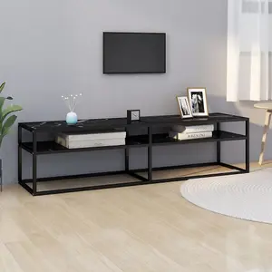 Berkfield TV Cabinet Black Marble 160x40x40.5 cm Tempered Glass