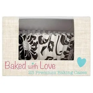 Baked With Love Elegance Muffin and Cupcake Cases (Pack of 24) Black/White (One Size)