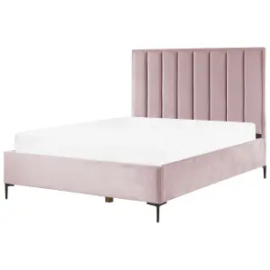 Velvet EU King Size Ottoman Bed Pink SEZANNE