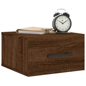 Berkfield Wall-mounted Bedside Cabinet Brown Oak 35x35x20 cm